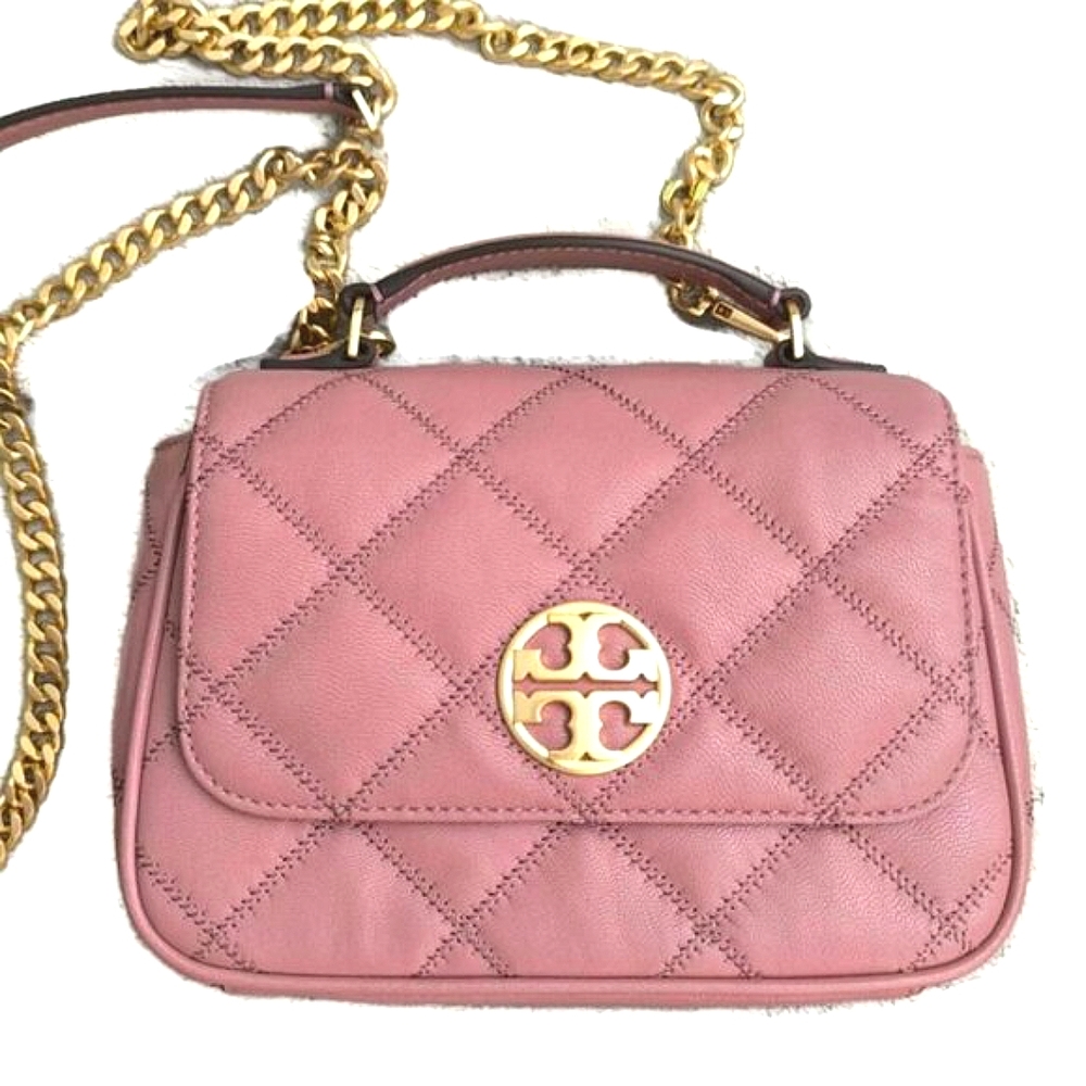 Tory Burch Willa Mini Top Handle Bag Magnolia Quilted Leather